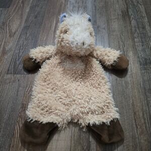 Baby Ganz Happy Hill Flat-A-Pat Horse Plush Toy Tan Gingham Farmhouse Kidscore